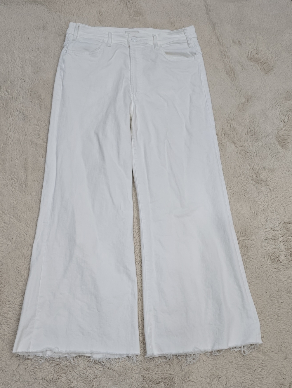 MOTHER White Wide-Leg Flare Jeans